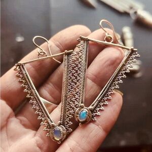 Opal sterling silver earrings from arrisan on Etsy